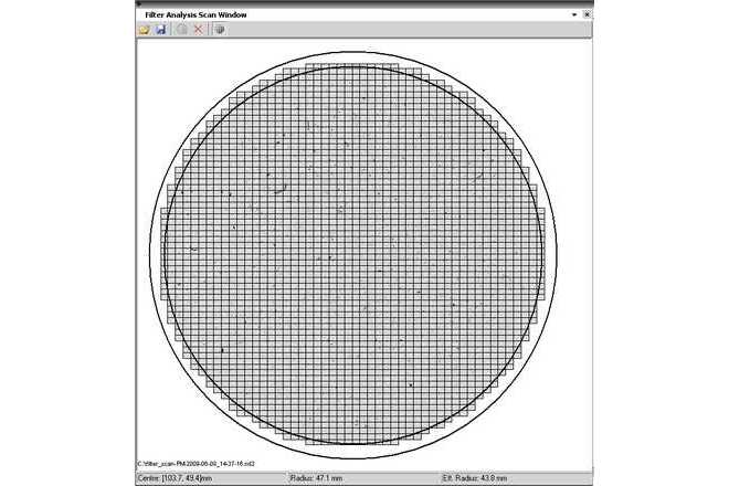 A preview of a filter with the grid of fields to be scanned image