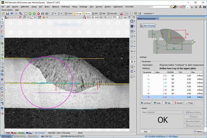 lap weld measurement image