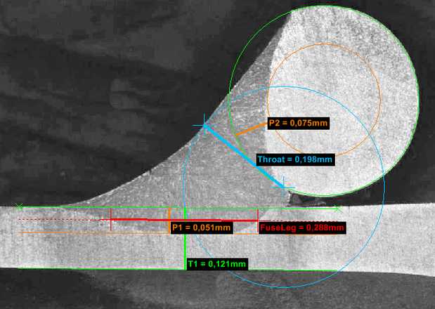 Weld measurement detail image