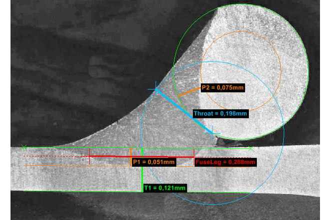 Weld measurement detail image