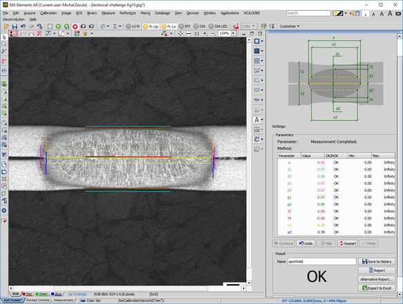 Spot weld measurement image
